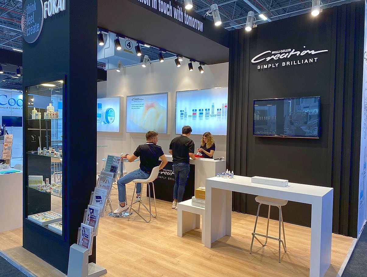 Fokai Dental exhibition stand at IDEX 2022, completed view 2
