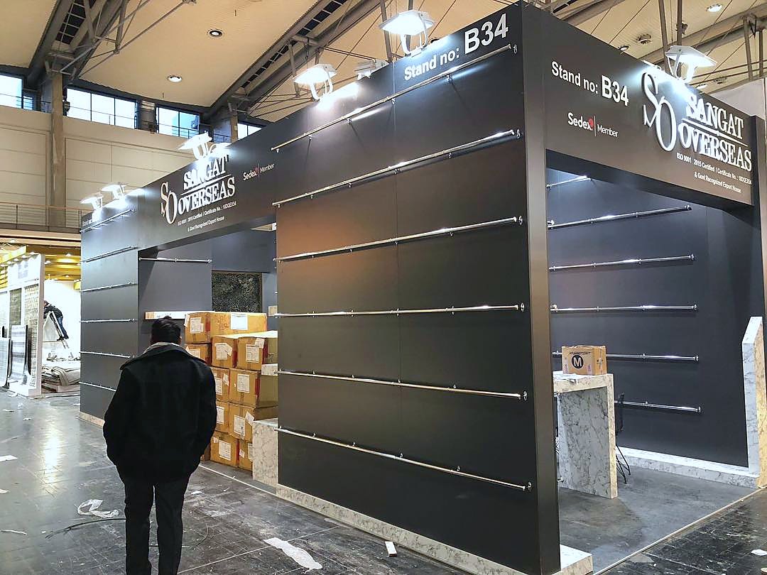 Sangat Overseas exhibition stand at DOMOTEX Hannover 2019, completed view 2