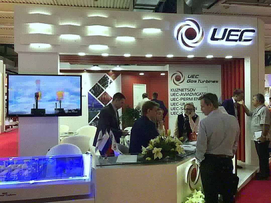 UEC exhibition stand at Iran Oil & Gas 2018, completed view 3